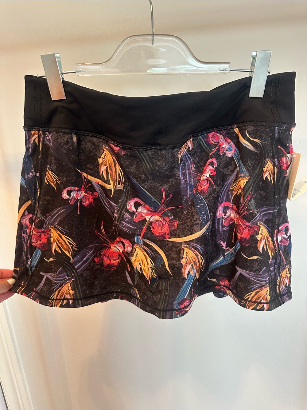 LululemonWomen's Black Floral Active Skort - Black with Pink & Gold Floral Print